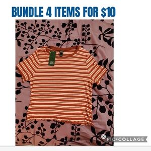 Striped Orange and White T-Shirt